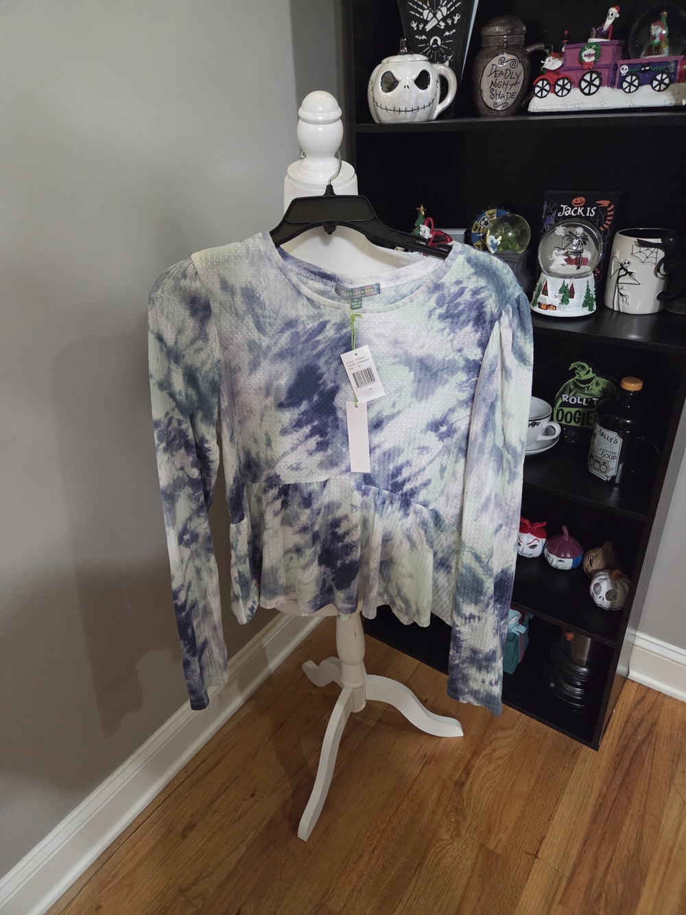 Good Luck Gem Blue & White Tie-Dye Peplum Sweatshirt